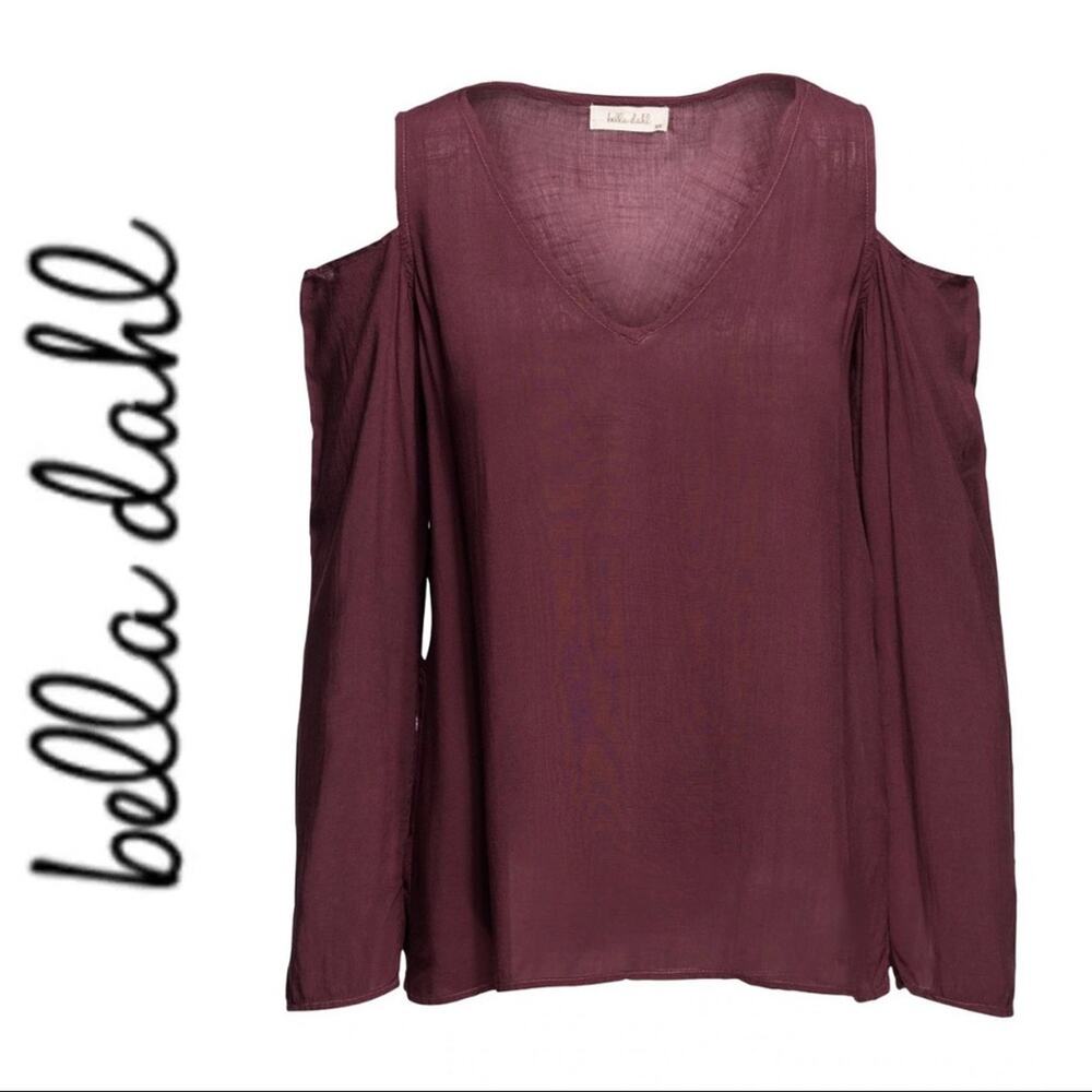 Bella Dahl Alyssa Cold Shoulder V Neck Blouse Shirt Top, size Small